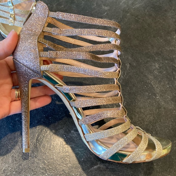 Women's ALDO gold bronze ombré glitter stiletto heels sandals shoes size 8.5 - Picture 5 of 11